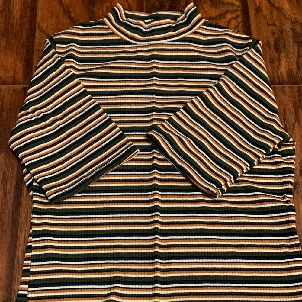 Striped Mock Neck Top